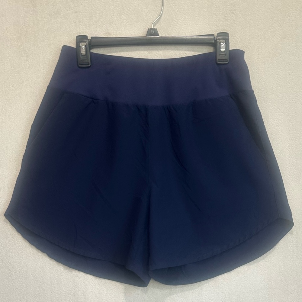 G-4 Free Women’s Deep Navy Athletic Shorts with Wide Stretch Waistband Sz L
